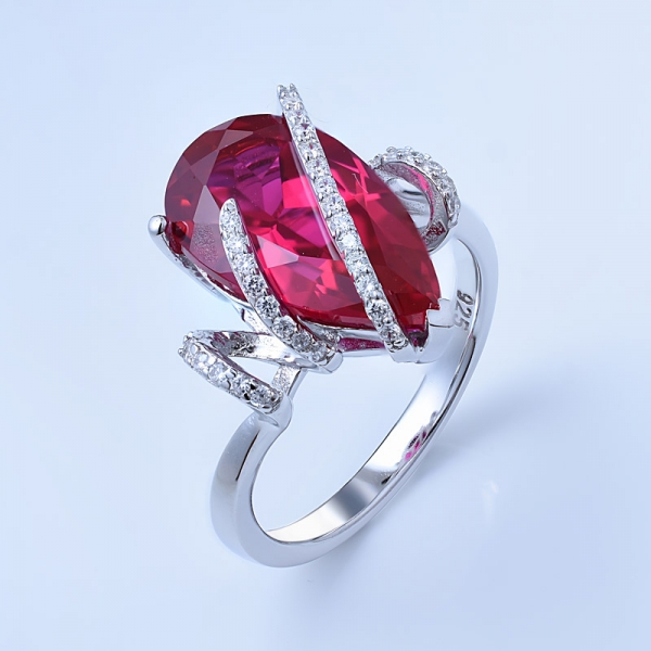 925 Sterling Silver 5 Carat Lab Created Indian Ruby Platineve Ring 