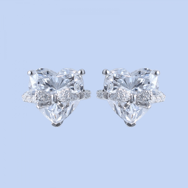 Morganite Rose Gold Plating Over Sterling Heart Cut Silver Stud Earrings 