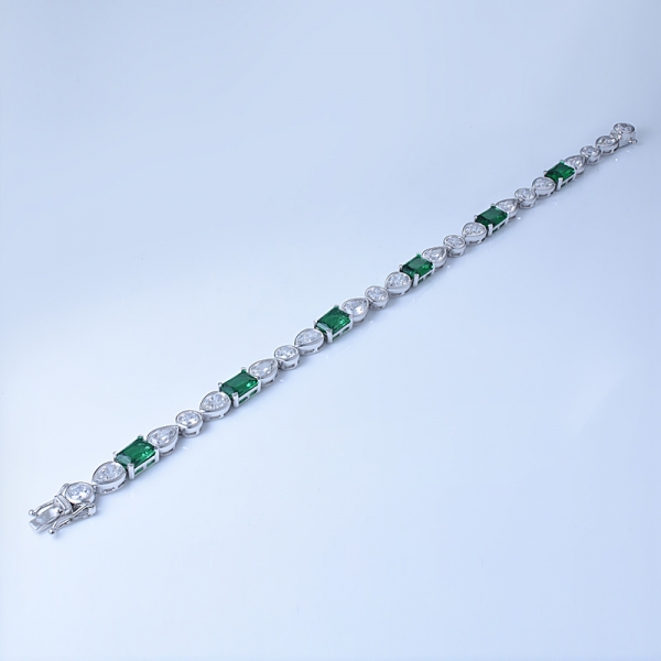 Emerald Cut Pink Diamond Simulate 18K Rose Gold Over Sterling Silver Cuff Charm Bracelets 
