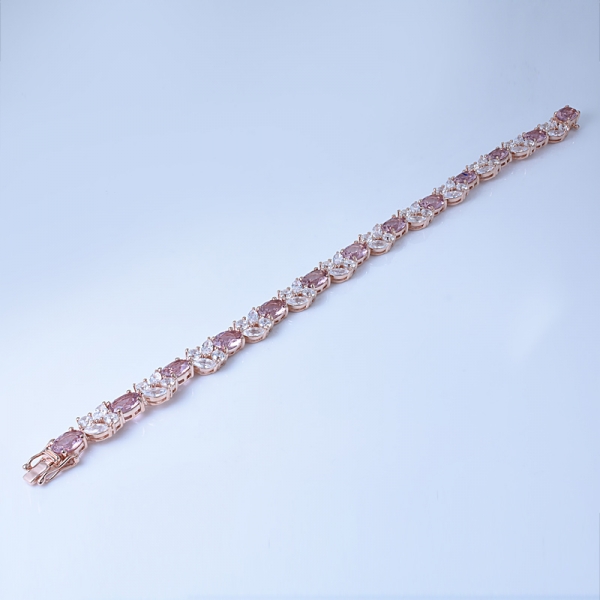 Simulate Pink Morganite& Marquise White CZ Rose Gold Over Silver Jewelry Order Bracelets From China 