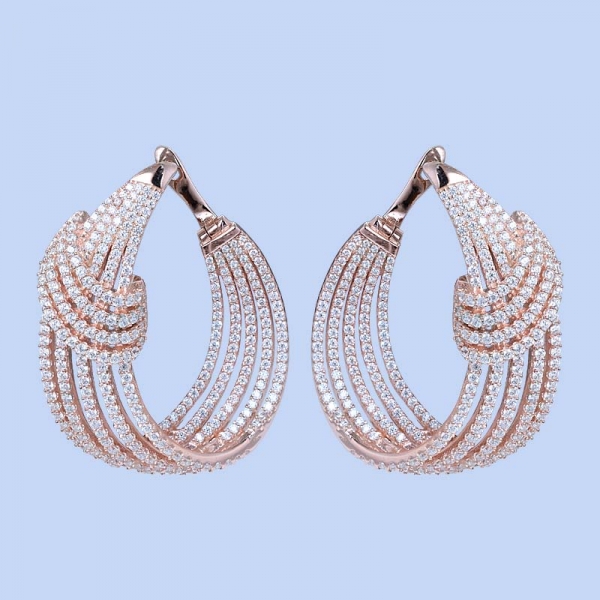 Brandy Diamond orabl 18k Rose Gold Silver Beautiful Crossover Earrings 