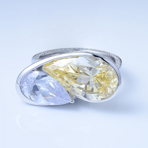 Wholesale Simulate Light Yellow Diamond Rhodium Over Turkey Style Silver Ring 