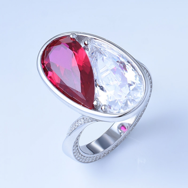 Wholesale Simulate Ruby Corundum Rhodium Over Turkey Style Silver Ring 