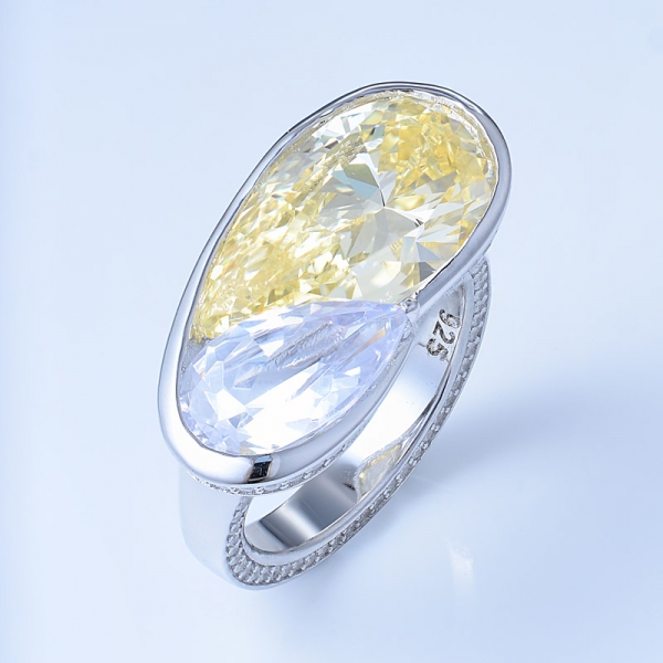 Wholesale Simulate Light Yellow Diamond Rhodium Over Turkey Style Silver Ring 