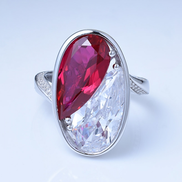 Wholesale Simulate Ruby Corundum Rhodium Over Turkey Style Silver Ring 