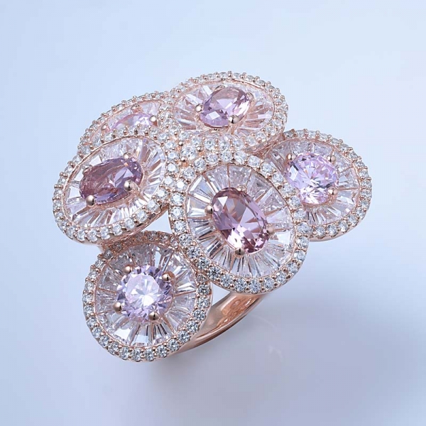 Created Oval Morganite 18K Rose Gold Over Sterling Silver Pizza Ring 