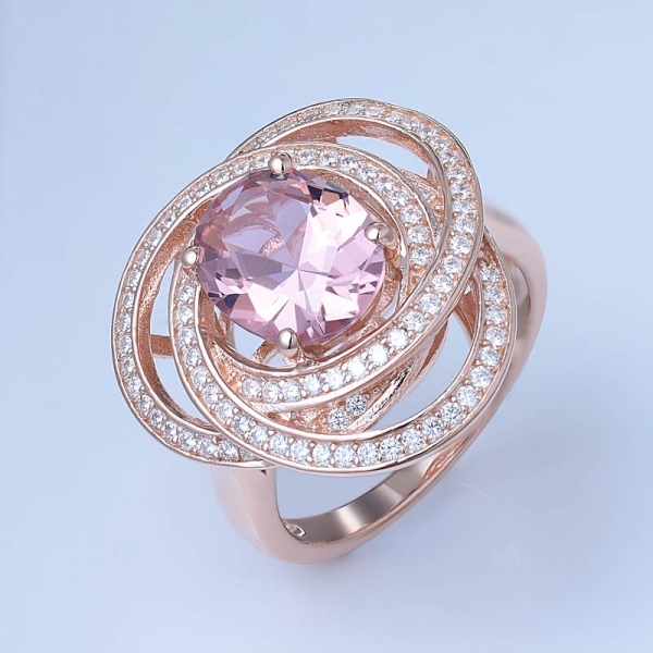 3.0ct oval pink morganite simulate rose gold over cubic zirconia engagement rings wholesale 
