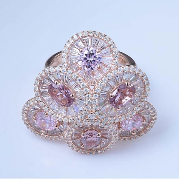Created Oval Morganite 18K Rose Gold Over Sterling Silver Pizza Ring 