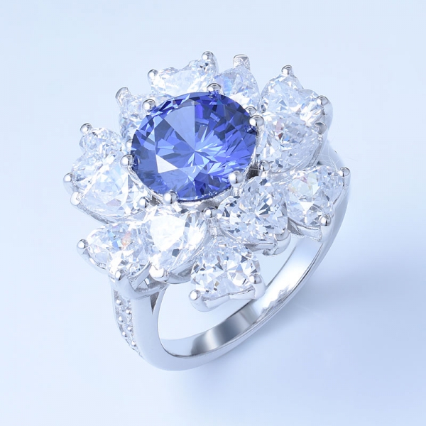 3.0CT Created Blue Tanzanite Simulate Rhodium Over 925 Sterling Silver band rings 