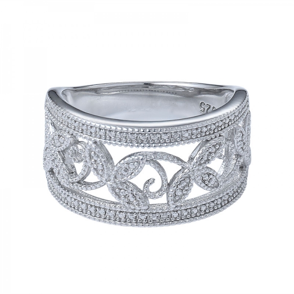 White Diamond Rhodium Over Sterling Silver Ring 