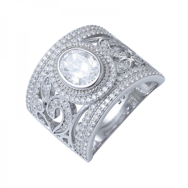 Halo Oval White Cubic Zirconia 925 Solid Sterling Silver Trio Classic Engagement Wedding Band Ring 