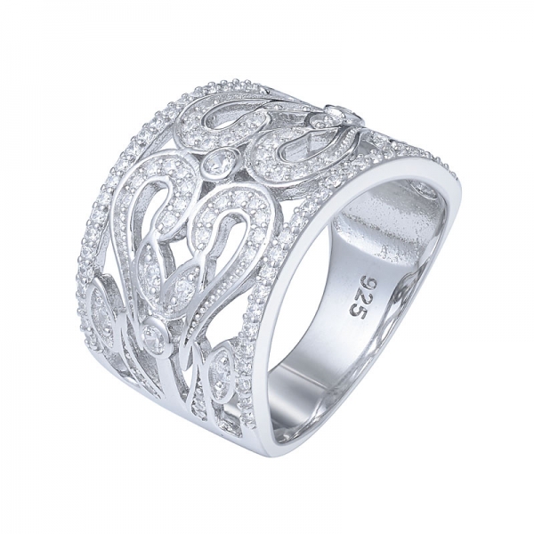 Women 925 Silver White Cross CZ Rings Wedding Cocktail 