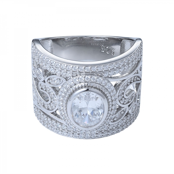 Halo Oval White Cubic Zirconia 925 Solid Sterling Silver Trio Classic Engagement Wedding Band Ring 