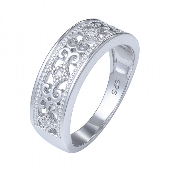 925 Sterling Silver Women Cubic Zirconia Half Eternity Wedding Band CZ Stacing Ring 