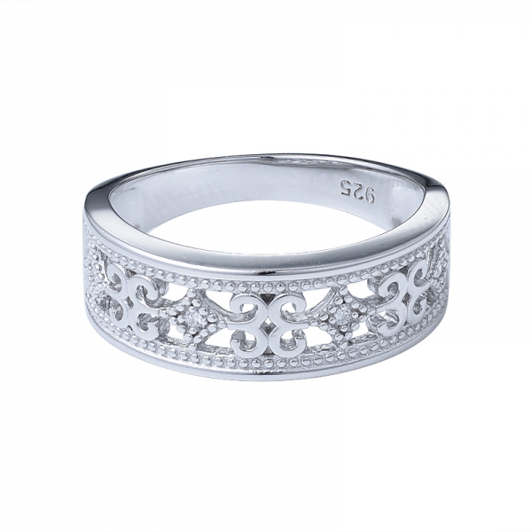 925 Sterling Silver Women Cubic Zirconia Half Eternity Wedding Band CZ Stacing Ring 