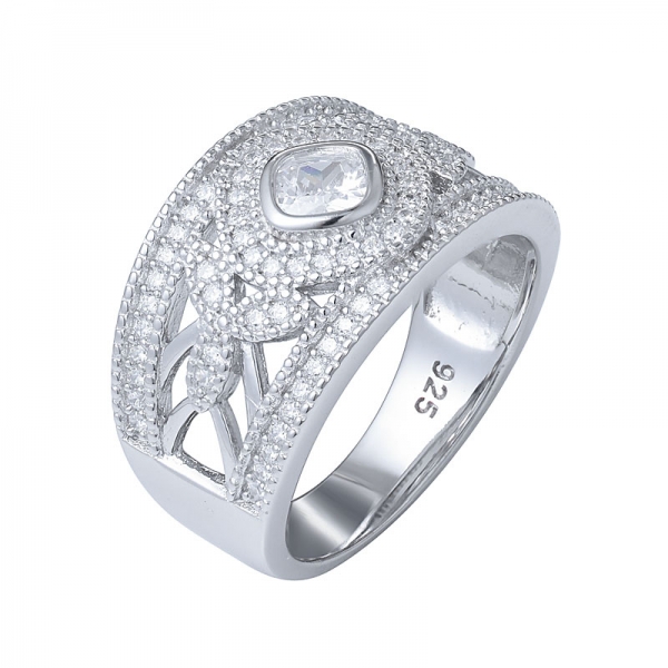 Sterling Silver Cubic Zirconia Cushion-cut Halo Bridal Wedding Band Engagement Ring 