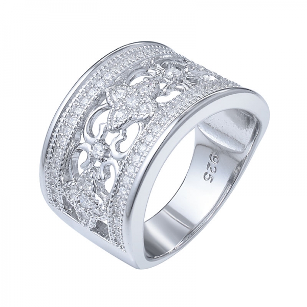 White Gold Plated Sterling Silver Round-Cut Cubic Zirconia CZ All-Around Wedding Ring 