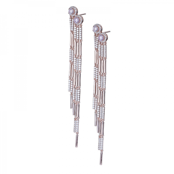 Top Fashion Custom Design CZ Crystal Silver Earrings For Women 