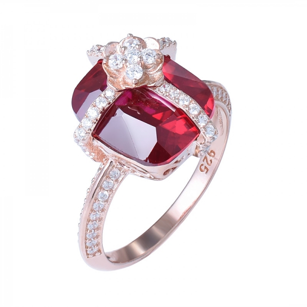 New created ruby Cubic Zircon Engagement Rings For Women Rose Gold Color Wedding Ring 