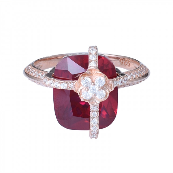 New created ruby Cubic Zircon Engagement Rings For Women Rose Gold Color Wedding Ring 