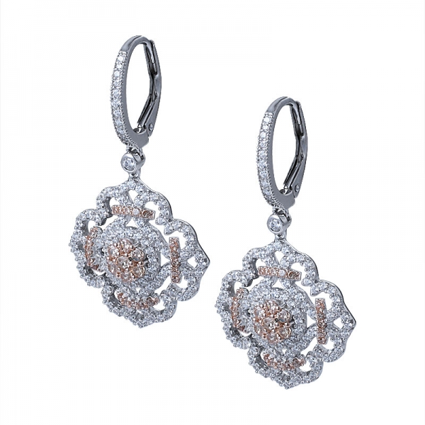 Wholesale fashion imitation jewelry clear zircon handmade flower earrings 