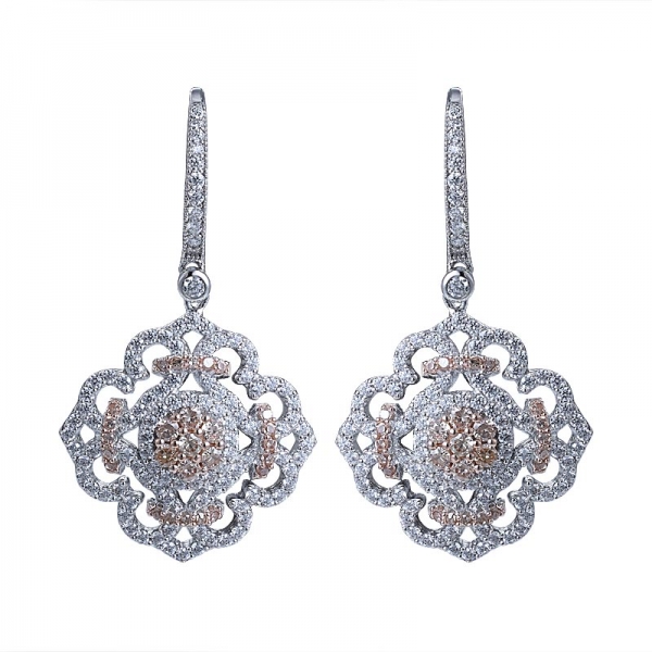 Wholesale fashion imitation jewelry clear zircon handmade flower earrings 