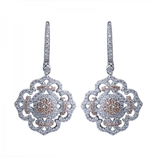 Wholesale fashion imitation jewelry clear zircon handmade flower earrings 