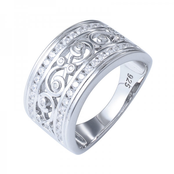 Classic luxury style hiphop shiny single and double row cz wedding rings 