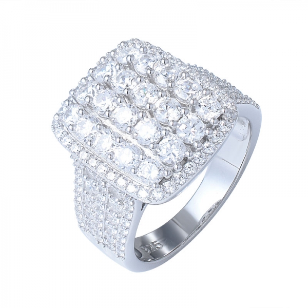 ETON Jewelry 18K White Gold Cluster Lab Simulated Diamond Band Bling Ring 