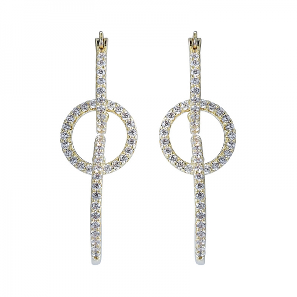 18K Gold Plated Hoop Earrings New Fashion AAAAA Cubic Zirconia Paved CZ Stone Earring Jewelry 