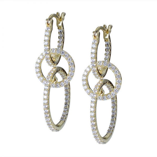 18K Gold Plated Hoop Earrings New Fashion AAAAA Cubic Zirconia Paved CZ Stone Earring Jewelry 