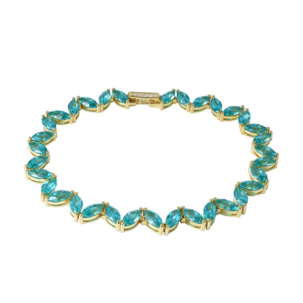 Sparkly Strand Synthetic Paraiba Adjustable CZ Tennis Wedding bracelet 