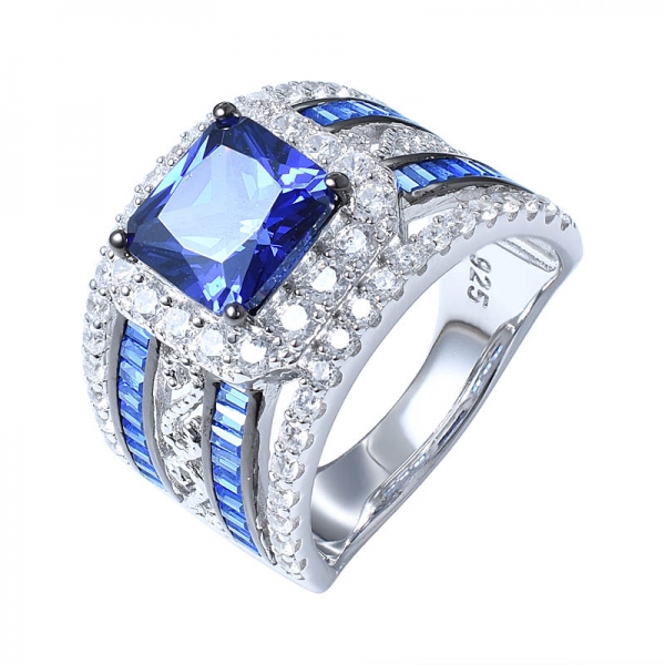 Gleaming Lovely Square tanzanite Women Ring 925 Sterling Solid Silver Solitaire Ring 