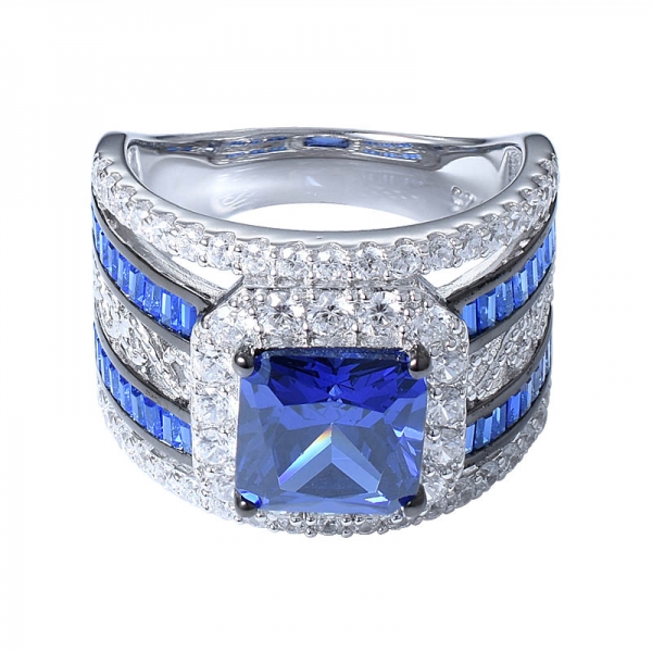 Gleaming Lovely Square tanzanite Women Ring 925 Sterling Solid Silver Solitaire Ring 