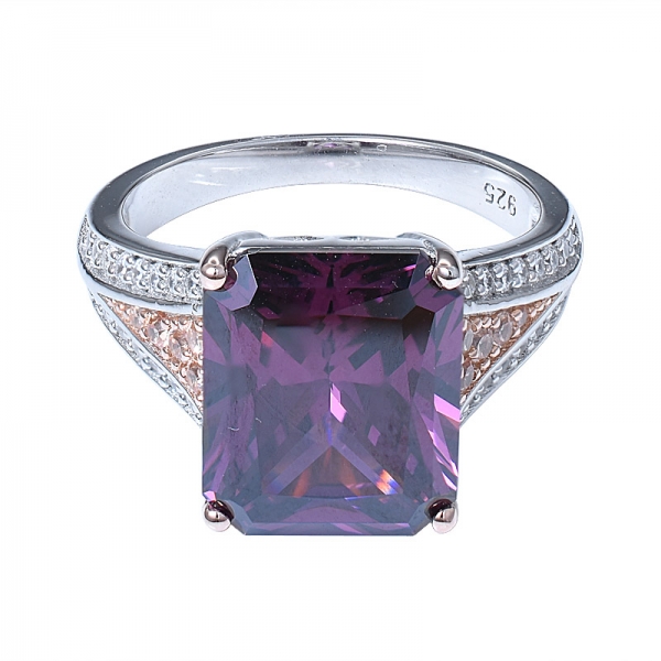Gorgeous created rhodolite cubic zircon gemstone ring wholesale 925 sterling silver jewelry 