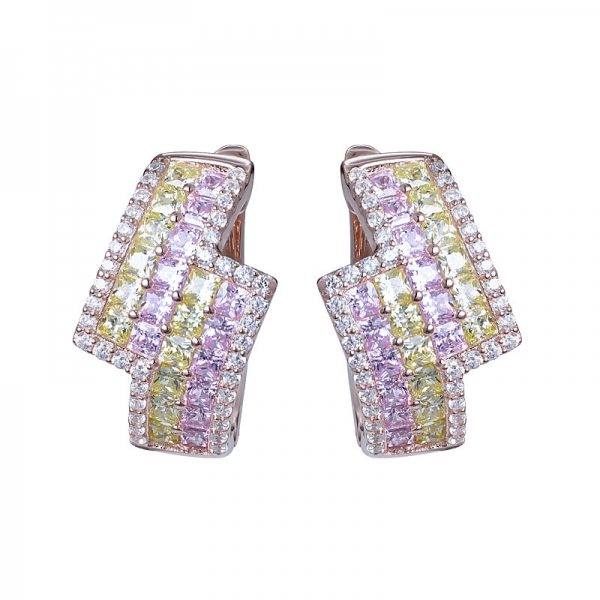 multi colored rainbow cz silver earring set jewelry 