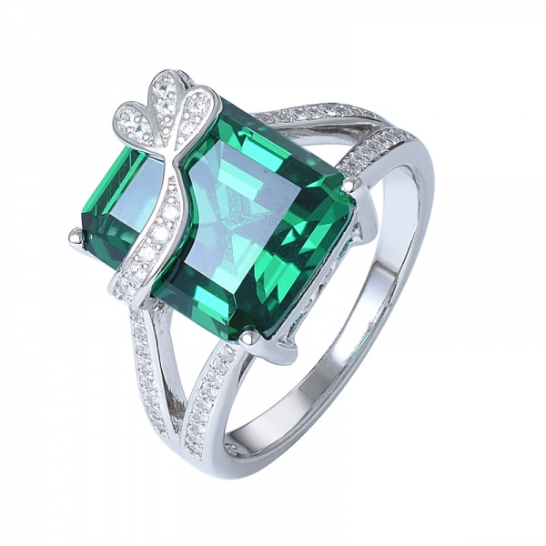 Sterling Silver lab Created Green Emerald and Cubic Zirconia rings set jewelry 