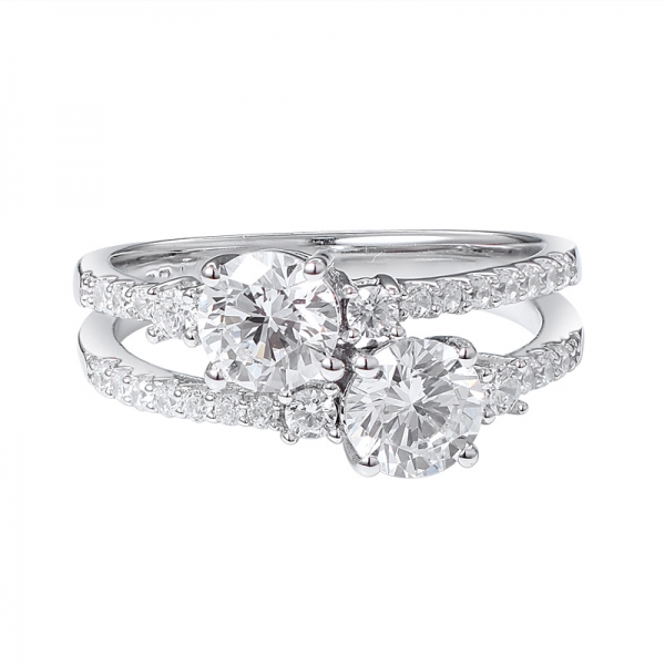 Classic Round 5.5mm Moissanite Two Stone Ring by Charles & Colvard 