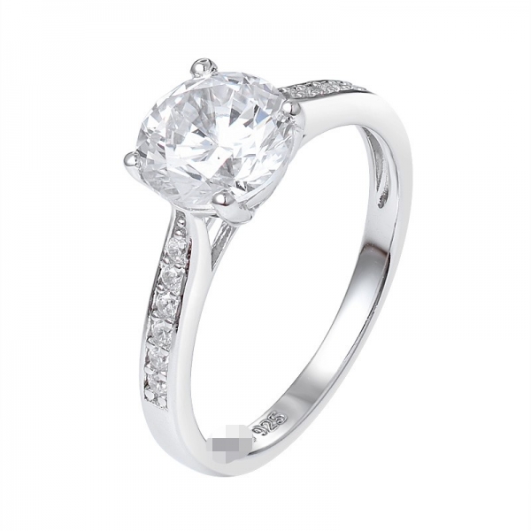 High Quality Silver Jewelry White Gold Plated 1.5 Carat Unique Moissanite Engagement Ring 