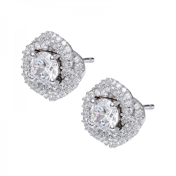 18K White Gold  Plating1ct TDW Cubic Diamond Stud Earrings 