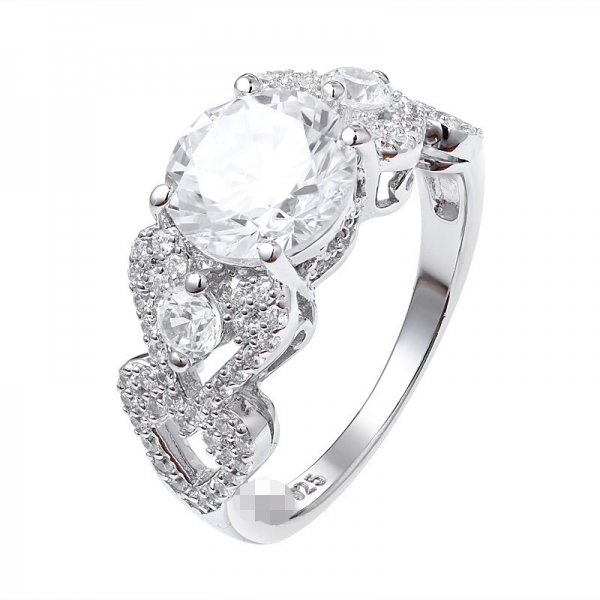 8.0mm round cz Wedding Engagement Ring Round Cubic Zirconia 