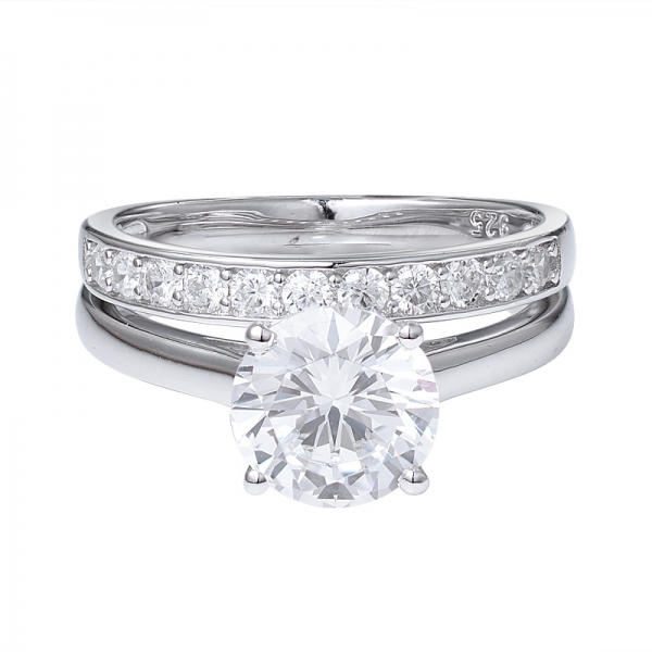 Unique Band Ring 2.0ct Round Cut Moissanie Diamond Classic Wedding Ring Set 