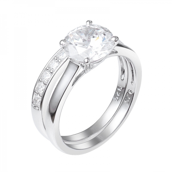 Unique Band Ring 2.0ct Round Cut Moissanie Diamond Classic Wedding Ring Set 