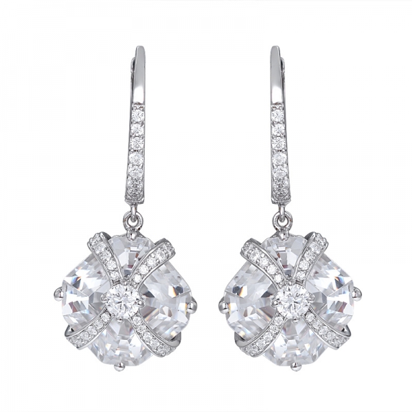 Wholesale Boutique Asscher cut Wedding Bowknot Zircon Earring Set Jewelry 