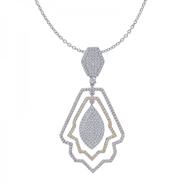 jewelry necklace for women 2 tone plated sparkling hexagon diamond necklace 