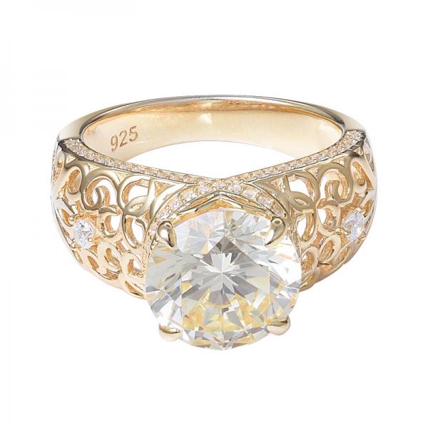Wholesale 3.5ct Yellow diamond Ring Women Wedding Jewelry 925 Silver 