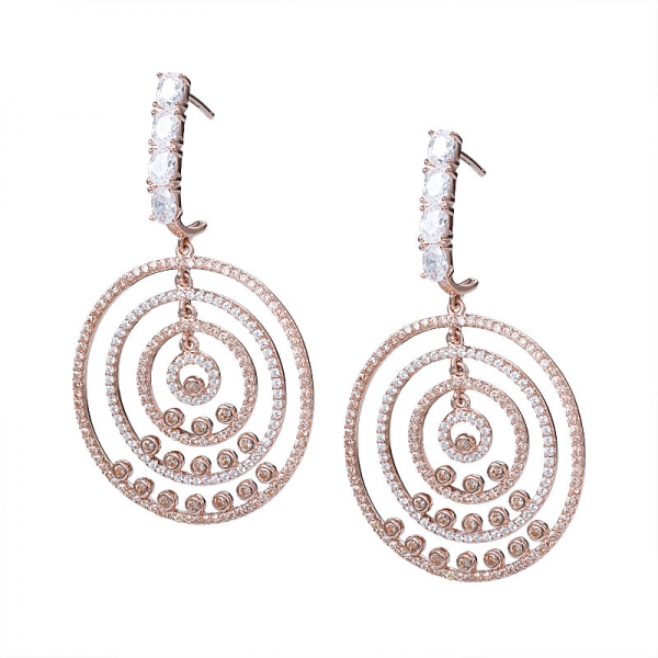 Fashion Champagne CZ Wedding Bridal Crystal Teardrop Dangle Earrings 