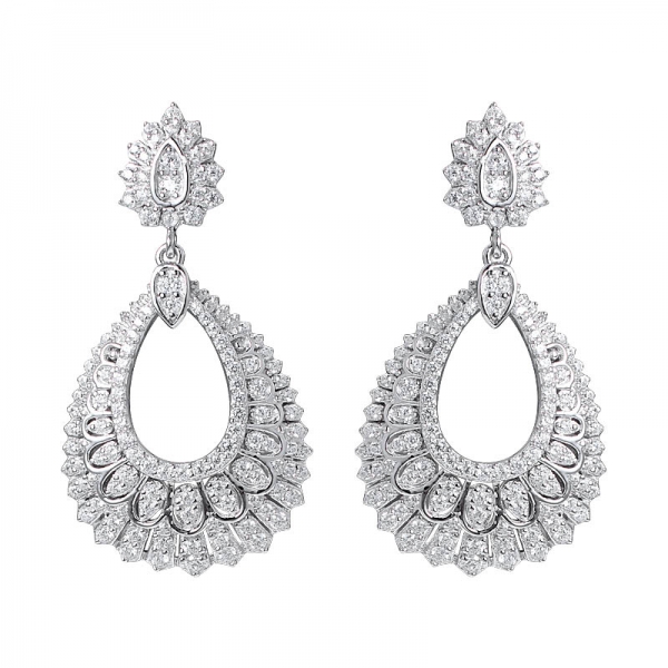 2 tone plated Green Emerald Diamond Drop Dangle Earrings Wedding for Women 