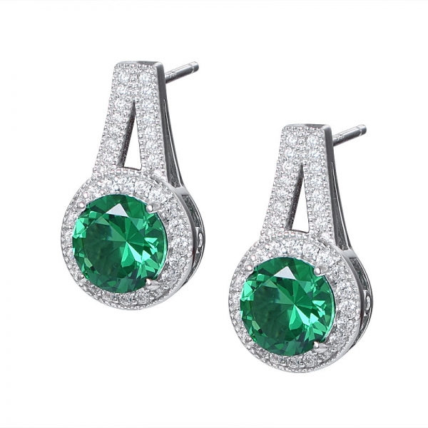 2 Carat (ctw) Round Created Emerald &White cz stone Ladies Stud Earrings 