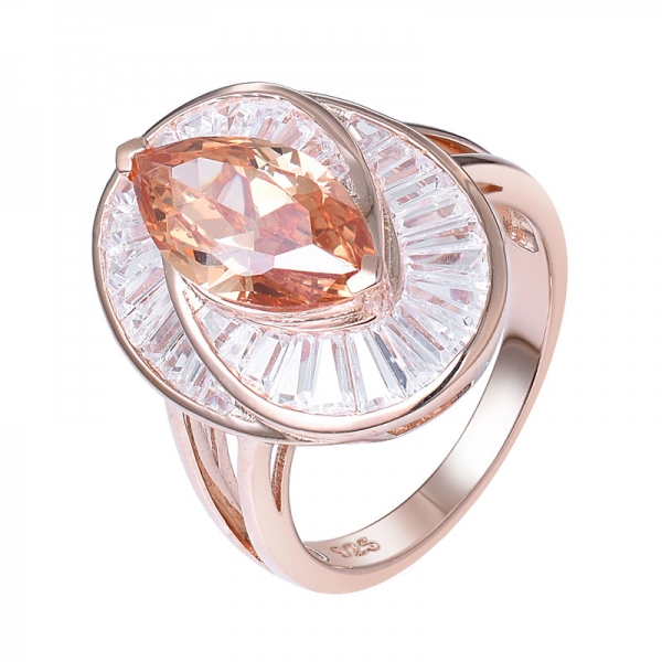 Marquise Cut Champagne CZ Rose gold Cocktail Rings Set jewelry 